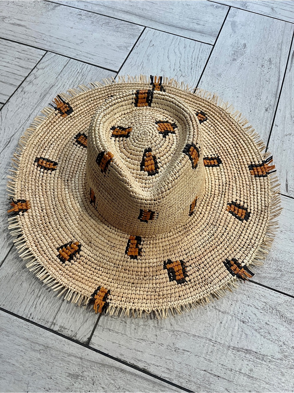 Creatures of Love Claire Leopard Print Straw Sun Hat size Large
